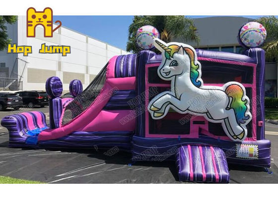 Scorrevole combinato gonfiabile del castello rimbalzante commerciale di Unicorn Kids Inflatable Bouncer Combo che rimbalza castello
