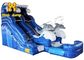 Cucitura quadrupla di Inflatables del PVC del cortile dei bambini bagnati asciutti blu del delfino